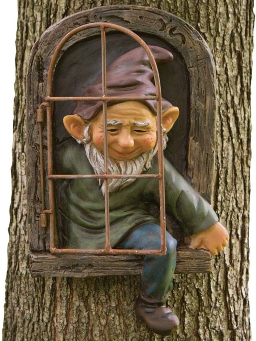 Whimsical Elf Tree Hugger Yard Decor - 12" Outdoor Fairy & Gnome Garden Art